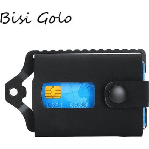 BISI GORO RFID Blocking Credit Card Holder 2020 Button Wallets Money Bag Hasp Small Wallet For Men Card Holder Purse Carteira