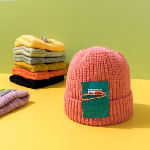 Baby Hat Autumn Winter Knitted Warm Hat Kids Simple Letter Hats Baby Caps Girls Boys Outdoor Beanie Cap Toddler Bonnet Cap