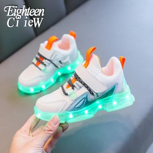 Size 26-37 Children Glowing Shoes Kids Luminous Sport Running Shoes Boys Fashion Light Up Sneakers Girls Soft Bottom Sneakers