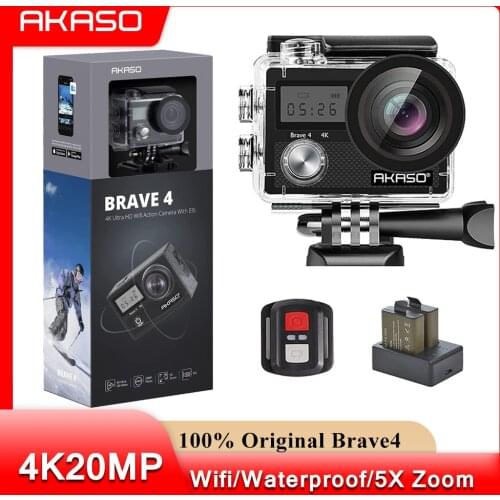 AKASO Brave 4 Action camera Ultra HD 4K WiFi 2.0" 170D 20MP Underwater Waterproof Helmet Cam Camera Sport Cam Selfie stick gift