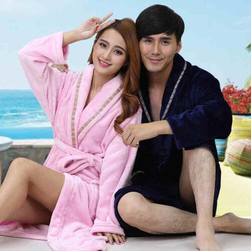 Flannel robe women robe ladies big size pajamas home bathrobe lengthened thicker