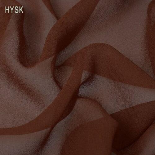 HYSK 100pure silk chiffon fabric brown plain 8.5mm multicolor DIY washable mulbery original silk georgette philippines for saree