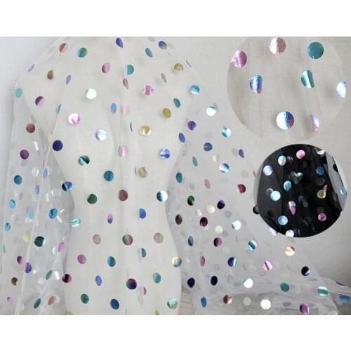 Quality gauze fabric Color dot print material High end clothing, skirt, evening dress accessories patchwork