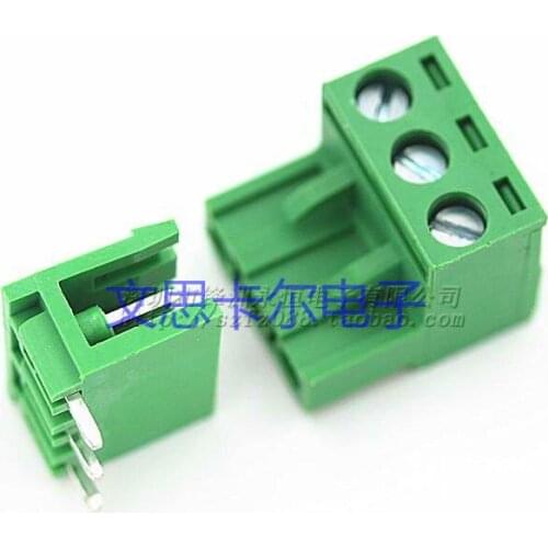 30pcs/lot 3Pin 5.08mm Terminal Block Connector staightneedle Green color terminal connector
