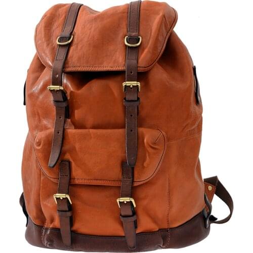 Computer Backpack Men Large Capacity Travel Backpack Retro Leather Paratrooper Bag Imported Vegetable Tanned Cowhide Original