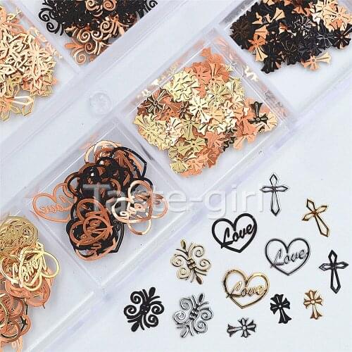 Mixed design Nail Art Metal 3D Nail Decorations Gold silver black Slice Alloy Sequin Nail Jewelry Decoration For nails #6