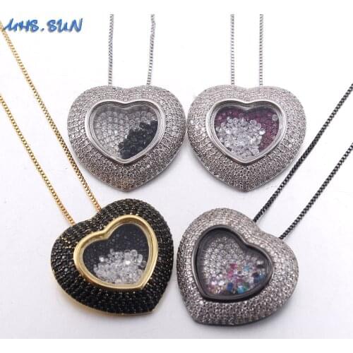MHS.SUN Luxury Women Heart Pendant Necklace Cubic Zircon Jewelry Fashion CZ Chain Necklace For Christmas Gift 1PC High Quality