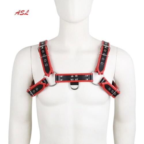 Adjustable Buckle Edged Mens PU Leather O-rings Body Chest Harness Costumes Gothic Mens Buckled Strap Clubwear Cosplay Sexy Toys