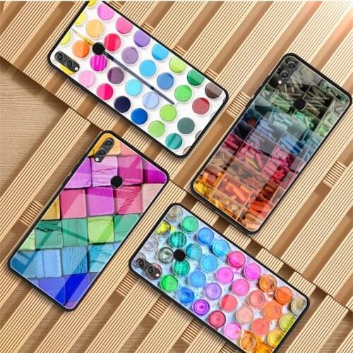 Watercolors Set Paint Palette Tempered Glass Phone Case For Huawei P20 P30 P40 P40 Lite Pro Psmart Mate 20 30 Cover Shell