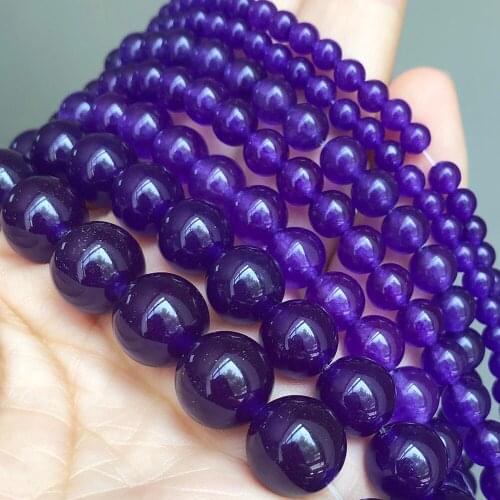 Natural Stone Purple Jades Chalcedony Beads Loose Spacer Beads For Jewelry Making DIY Bracelets Necklaces 15Inches 4/6/8/10/12mm