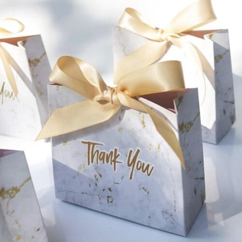 New Creative Chocolate Package Box Wedding Favours candy Boxes Packaging Bag Party Gift Decoration Grey Marble Gift Bag