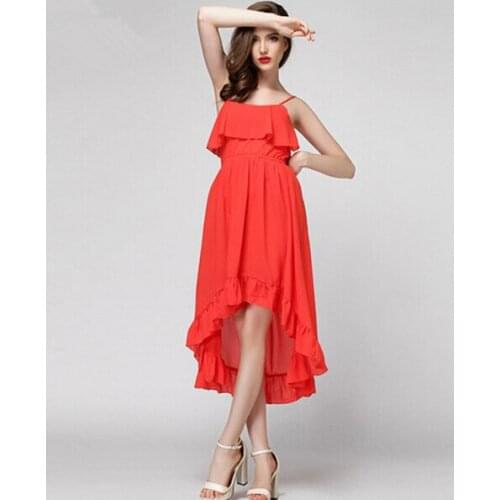 New 2020 bohemia spaghetti strap beach full dress,plus size S-4XL ruffles asymmetrical chiffon dress,vestidos girl party dress