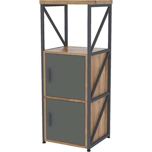 Space Office Metal Office Cabinet Bookshelf Shelf Line 020 Caucasian Oak-Anthracite