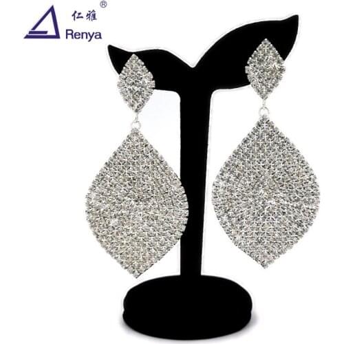 Renya 2021 Fashion Gold Silver Color Drop Dangle Rhinestone Claw Chain Earrings with Bridal Wedding Party Jewelry Gifts