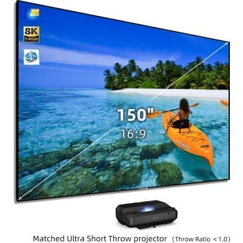 SCREENPRO 92 -150 inch TOP newest T Prism UST ALR Projector screen ambient light rejecting projection screen with LED Strip