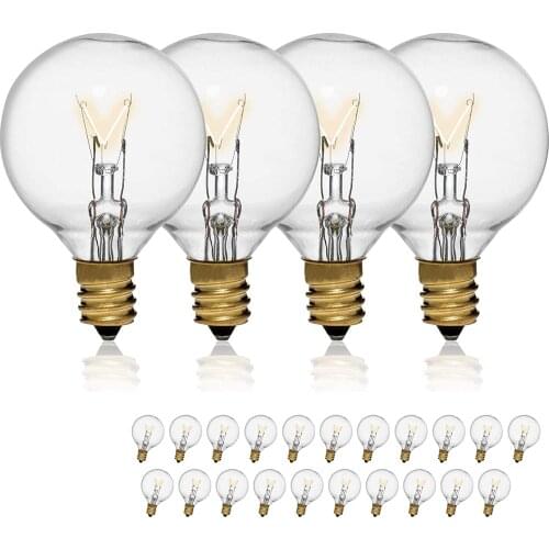 25Pcs G40 String Light Bulb Replace 120V/220V Tungsten Bulb E12 Base Socket Holder Bulb For Home Garden Decoration