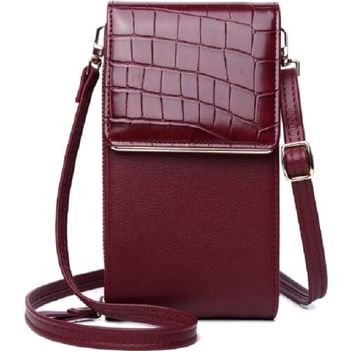 Stone Pattern Cellphone Bag Crossbody Bag For Women PU Leather Large Capacity Handbag Lady Small Purse Female Shoulder Bag Flap