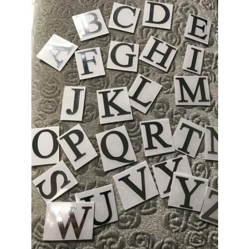 26 Uppercase English Letters Ultra-thin Pure Metal Silver-plated Mobile Phone Stickers Name Initials Mobile Phone Metal Stickers