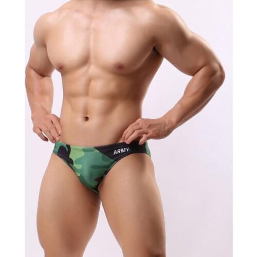 WD193 new sexy camouflage flower print swimwear men swim shorts tight men swimsuits sunga beach swim trunk briefs bathing suits