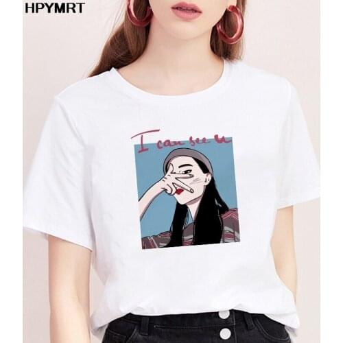 I can see it Fun Graphics Printed New T Shirt Harajuku Women Ulzzang Tshirt 90s Summer Top Tee T-shirt Casual Aesthetic Female