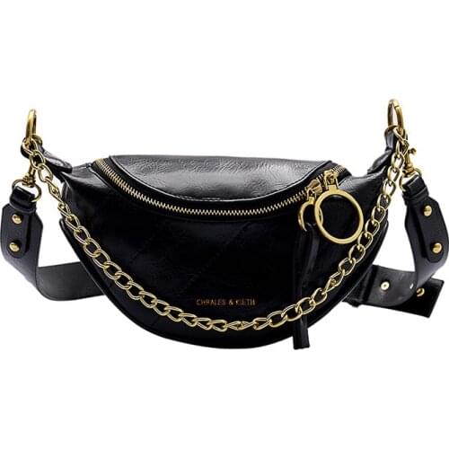Womens Multi-function Chest Pocket 2020 New Female Retro Pu Chain Messenger Bag Women High-capacity Waist Bag