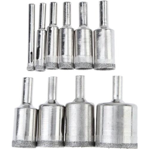 10Pcs 6-30mm Ceramic Diamond Coated Core Drill Bit Hole Saw Set Tools Marble Tile Glass Hole Cutter Drill Bit Glass Cutting