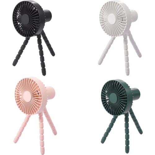 3 Speed USB Rechargeable 1800mAh Battery Powered Clip Fan with Flexible Tripod for Room Stroller Bike Car Seat Camping Office