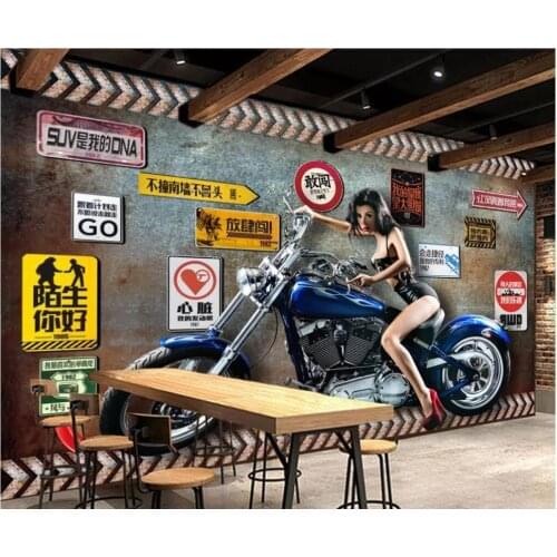 3d photo wallpaper custom mural Retro nostalgic beauty motor catering bar home decor living room wallpaper for walls 3 d