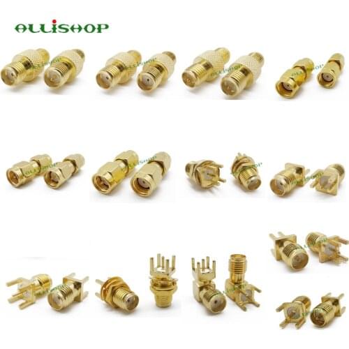 5Pcs ALLiSHOP SMA Adapter Kits 13 Types SMA Male Female to RP SMA Male Female SMA Plug Jack Solder PCB Mount RF Connector