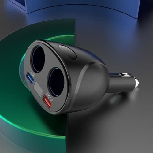 Car Charger QC3.0 3.1A Dual USB Car Charger Fast Charging Quick Charge Power Adapter With Double Cigarette Lighter Socket TSLM1