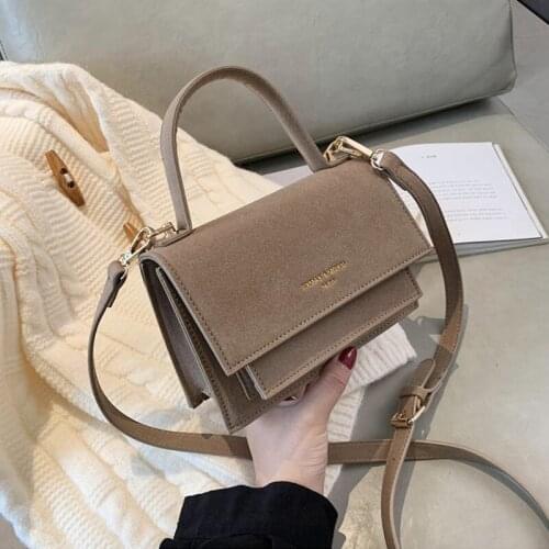 Brand Designer Suede Leather Small Shoulder Bags Women Chic Letter Printing Retro Handbag And Purse Cross Body New 2021 Trend
