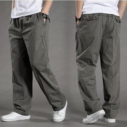 Men Solid Pants with Many Pockets Tactical Cargo Pants Dark Grey Combat Pants Straight Trousers Summer Safari Style Men Clothing