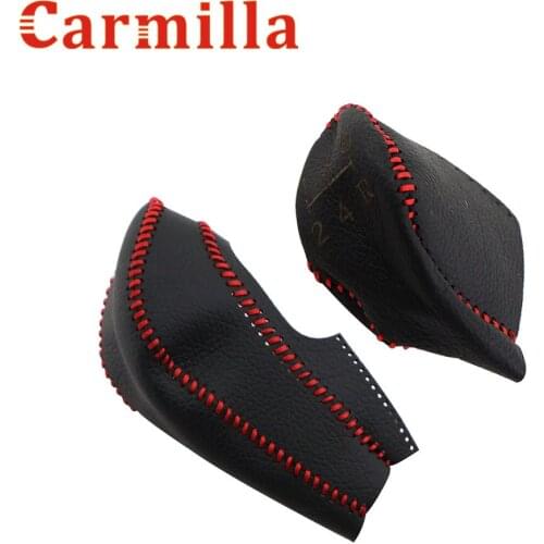 Carmilla Car Leather Gear Shift Knob Cover MT AT Sewing type For Ford Fiesta 2009-2013 2014 2015 2016 2017 For Focus MK2