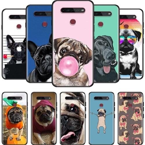Cute Cartoon Dog TPU Silicone Black Cover For LG G8 V30 V35 V40 V50 V60 Q60 K40S K50S K41S K51S K61 K71 K22 ThinQ 5G Phone Case