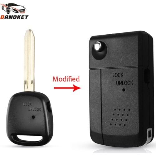 Dandkey Modified Flip Remote Key Shell Side 1 Button & TOY43 Blade Fob For Toyota Carina Estima Harrier Previa Corolla Celica