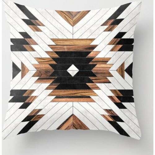 Urban Tribal Pattern Aztec Concrete and Wood Decorative Pillowcases Cotton Linen Throw Pillow Case Home Sofa Decor Pillowcase