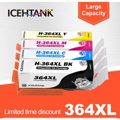 ICEHTANK Compatible Ink Cartridge Replacement For HP 364 XL Photosmart 5510 5515 5520 7520 6510 B109a 3070a Printer Cartridges