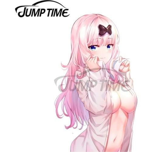 JumpTime 13 x 8.5cm Kaguya-sama Love is War Fujiwara Chika Hentai Vinyl Car Stickers Waterproof Window Trunk Decal Decoration