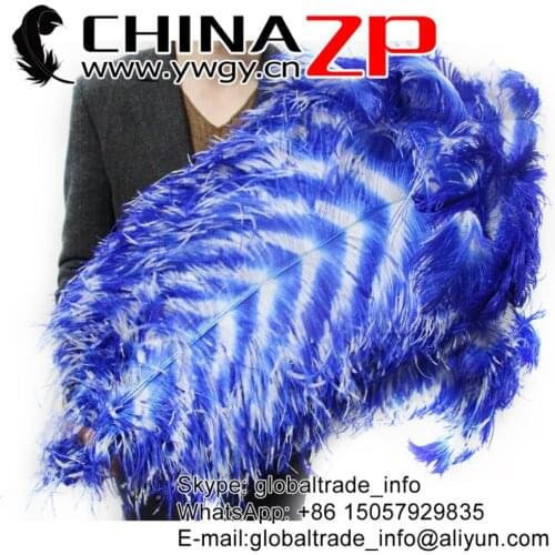 CHINAZP Factory Size 70-75cm(28"-30") 50pcs/lot Selected Prime Quality Dyed Royal and White Ostrich Drab Feathers
