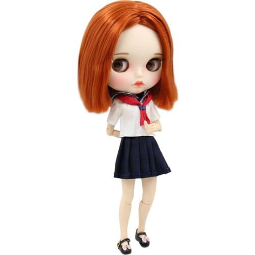 ICY DBS Blyth doll 1/6 bjd white skin joint body short red brown hair matte face Carved lips with eyebrow 30cm toy girls gift