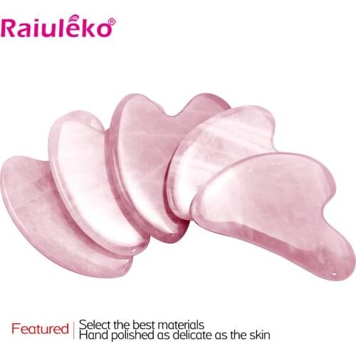 Natural Jade Gua sha Stone Board Massage Rose Quartz Guasha Plate Jade Face Massager Scrapers Tools For Face Neck Back Body