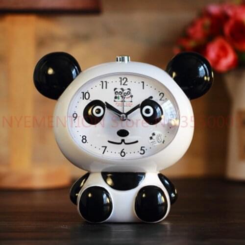 50 pieces Cute cartoon panda shape alarm clock Mute children lazy student talking alarm clock children gift