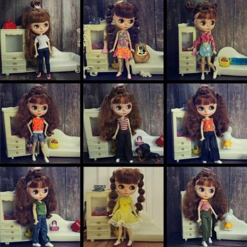 Fashion Doll Clothes Set For Blythe Doll Outfits Dress T-shirt Tank Denim Jeans Trousers Pants For Blythe Dolls Accessories 1/6