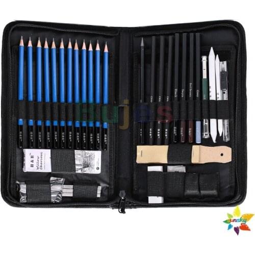 40pc/set Drawing Painting Sketch Kit Set with Pencil Erasers Sharpener for Artist Beginner Student Stationery Sketching Supplies