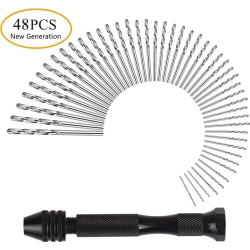 ELEG-Hand Drill Set Precision Pin Vise With 49 Pcs Mini Twist Drill Bits For Model,Diy,Jewelry Making,Multipurpose Rotary Tool D