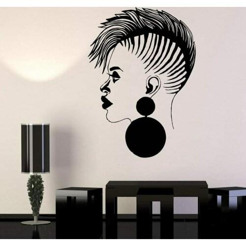 Beauty Salon African Woman Black Lady Wall Stickers Hair Salon Window Vinyl Wall Decal Barber Shop Decoration Stickers C904