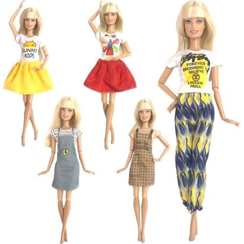 NK 5 Set Newest Doll Casual Refreshing Dress Daily Noble Clothing Top Fashion Dress For Barbie Accessories Doll Child Girl Gift