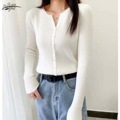 New leisure jacket womens sweater comfortable cardigan sweater fall and winter womens slim jacket womens sweater 15823