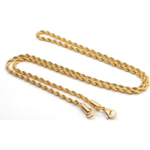 Wholesale Jewelry -- 50/60/70 cm 316L Titanium steel Long Rope ( 3 mm width ) Necklaces for Men No Fade Gold / White