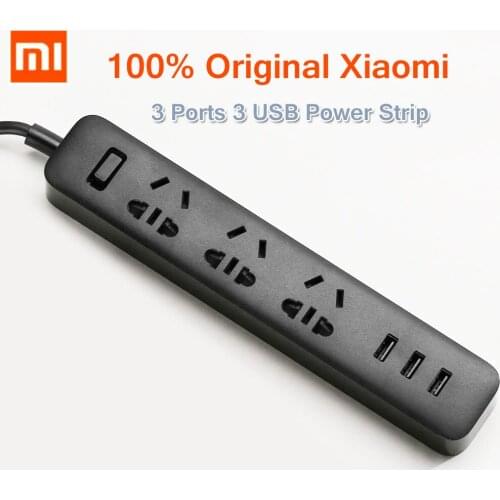 Original Xiaomi Electric Power Strip Socket Fast Charge 3 USB + 3 Sockets Standard CN Plug Interface Extension EU US UK adapter